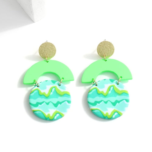 AENSOA Unique Colorful Abstract Pattern Polymer Clay Earrings