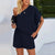 Skew Collar Off-shoulder  Loose Casual Pullovers Shorts Two-piece Sets