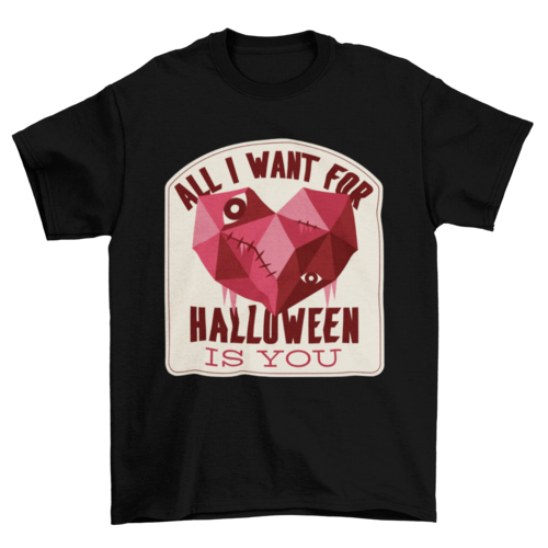 Low poly zombie heart halloween with quote 
