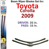 Balais d'essuie-glace à faisceau pour Toyota Corolla 2009 (ensemble de 2)