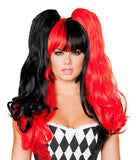 Black and Red Jester Hottie Wig Costume Accessory