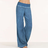 Pantalons pour femmes Jeans décontractés en denim à jambe large 