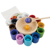 Gobelets et boules en bois - Jouet Montessori assorti aux couleurs