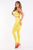 Mesh Contrast Sets Casual Sports Strappy Sleeve Top & Leggings YELLOW