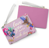 Love You More Each Day Floral Designed Zipped Clutch Bag