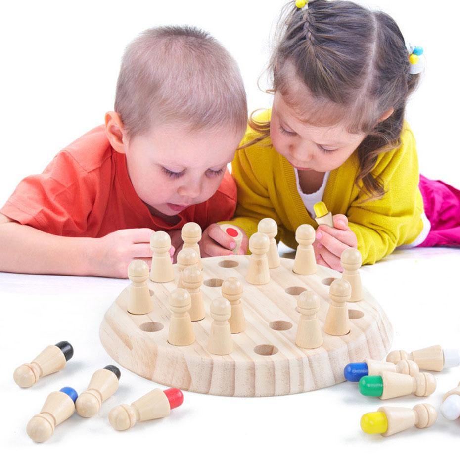 Kids Wooden Memory Match Stick Chess Block Board Game