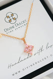 24 Karats Pink Cubic Zirconia Dainty Pendant Necklace
