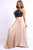 Elastic High Waist A-Line Pleated Satin Maxi Skirt Formal Prom TAUPE