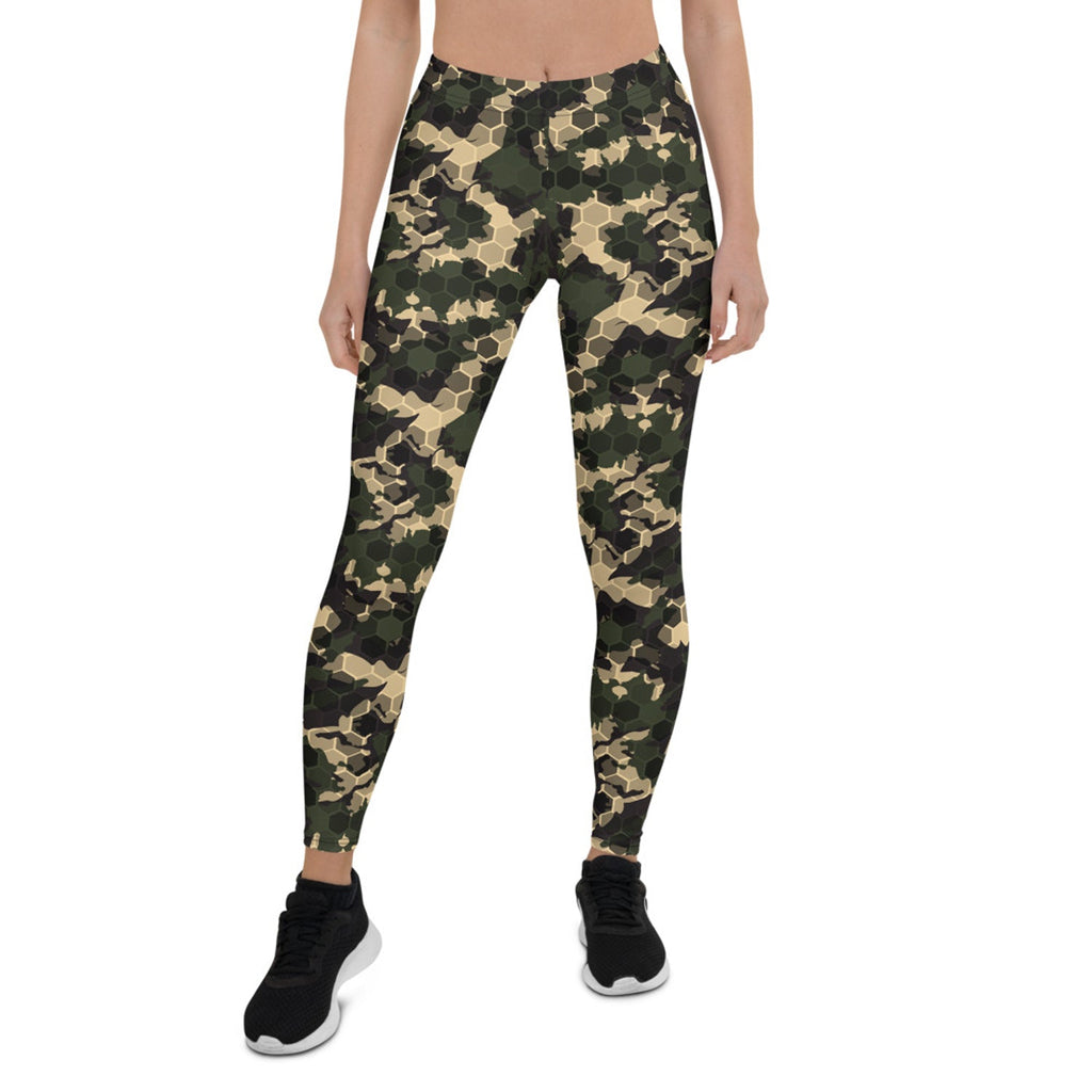 Womens Army Camo Leggings with Honeycombs
