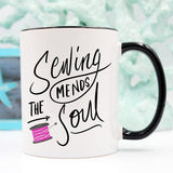 Sewing Coffee Mug, Sewing Mends The Soul, Quilting