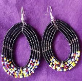 Maasai Beaded Earrings Black African handcrafted earrings