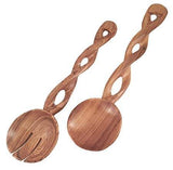 Traditional Twisted wooden Salad Server, African hand curved spoon