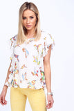 Cream blouse with colorful birds MP28391