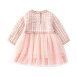 Baby Girl Knitwear Mesh Patched Design Dress