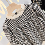 Baby Girl Houndstooth Pattern Mesh Patchwork Chanel’s Dress