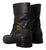 Dolce & Gabbana Black Leather Flats Logo Short Boots Shoes