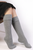 LENNA light gray angora wool knee-highs
