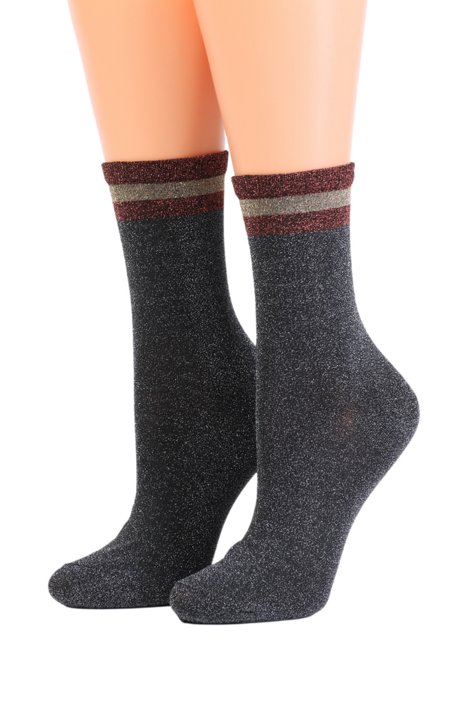 S√ÑDE gray glittering women's socks