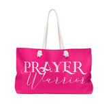 Weekender Tote Bag, Pink and White Prayer Warrior