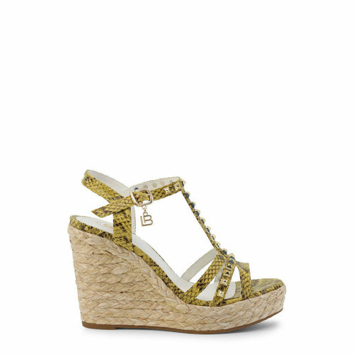 Laura Biagiotti Yellow Snakeskin Wedge Sandals